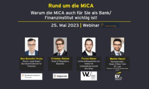 Mica für Banken Webinar - EY Law Rechtsanwalt New Tech Krypto Fintech Austria Martin Hanzl, Speaker Finanzverlag