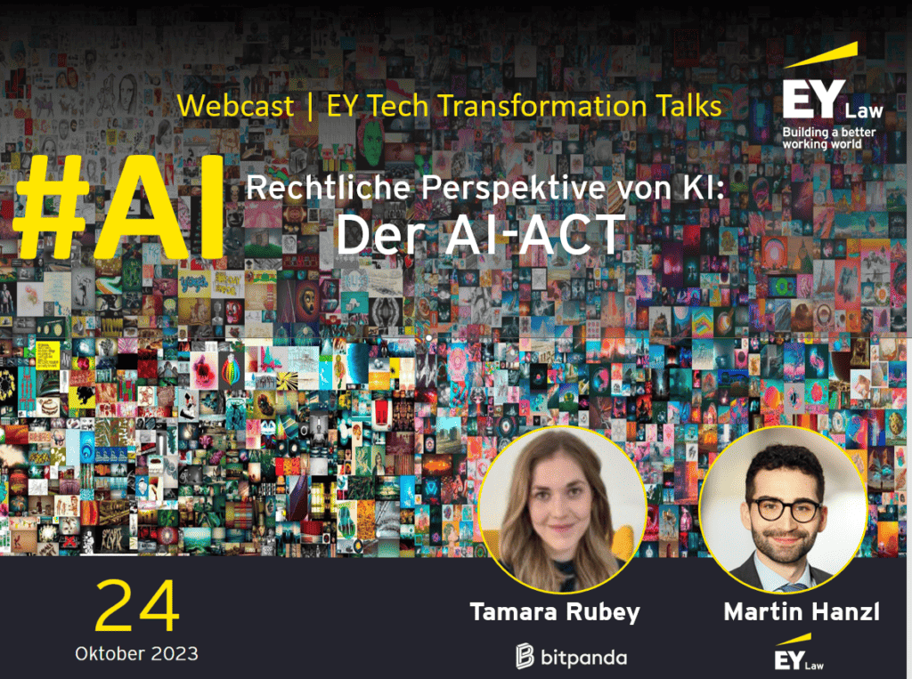 AI Act - Jursit / rechtlich Künstliche Intelligenz Einsatz rechtsberatung Webcast EY law Martin Hanzl, tamara rubey transformation business