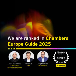 EY Law Chambers 2025 Austria  - Ulrike Sehrschoen, Mario Gall, Stephan Groess, Chambers Real Estate Austria 2025, Chambers M&A Austria 2025, Chambers Public Law 2025 Austria