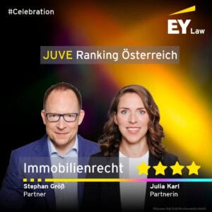 JUVE Ranking Österreich. Immobilienrecht. Vier Sterne. Stephan Größ, Partner. Julia Karl, Partnerin.