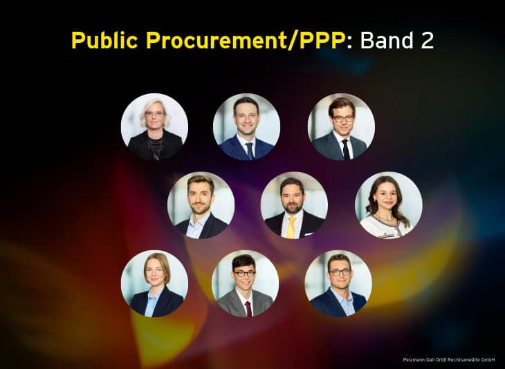 Public Procurement/PPP: Band 2. Porträtfotos des gesamten Teams.